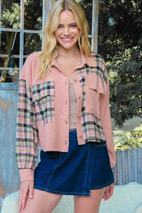 Hailey & Co Plaid Mixed Cropped Jacket - Brittney MADE