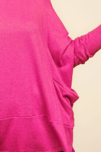 Haptics Dolman Long Sleeve Oversized Knit Top with Pockets - Brittney MADE