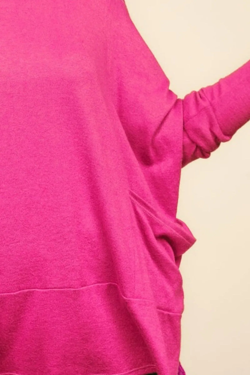 Haptics Dolman Long Sleeve Oversized Knit Top with Pockets - Brittney MADE