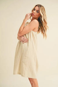 Aemi + Co Embroidered Trim Gauze Square Neck Mini Cami Dress - Brittney MADE