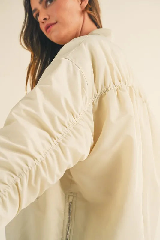 MABLE Back Ruched Utiltiy Bomber Jacket - Brittney MADE