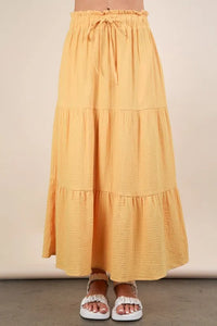 VERY J Elastic Waist Tiered Maxi Skirt - Brittney MADE