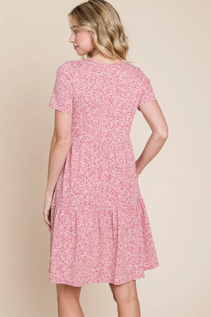 BOMBOM Printed Short Sleeve Mini Dress - Brittney MADE