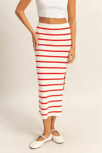 HYFVE Side Slit Striped Bodycon Sweater Skirt - Brittney MADE