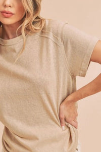 Aemi + Co Exposed Seam Round Neck Short Sleeve T-Shirt - Brittney MADE