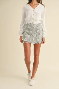 MABLE 3D Floral Embellished Applique Mini Skirt - Brittney MADE
