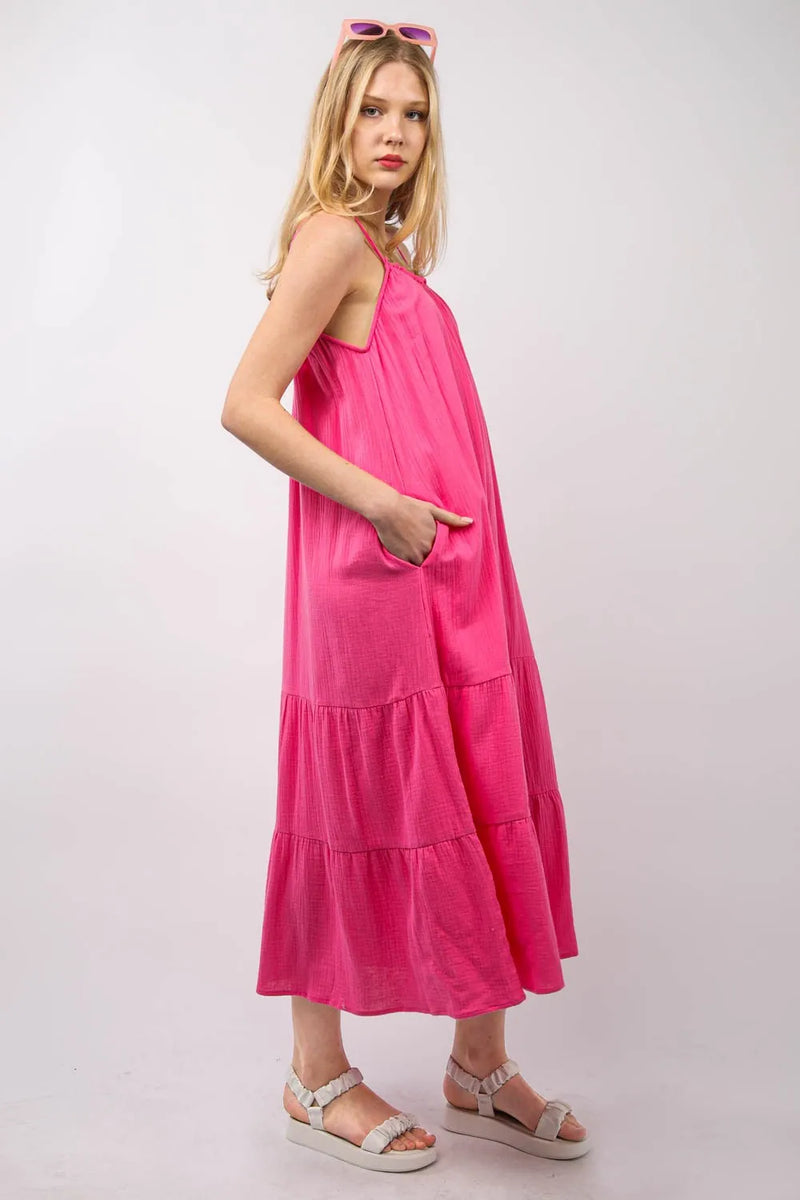 VERY J Ruffled A-Line Midi Cami Dress - Brittney MADE