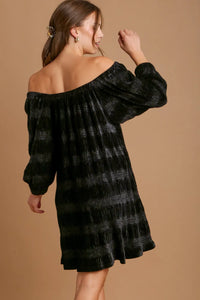 Umgee Off-Shoulder Balloon Sleeve Velvet Mini Dress - Brittney MADE
