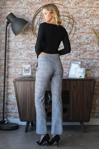 Heimish Full Size Plaid Flare Pants with Wide Waist Band Plus Size - Brittney MADE