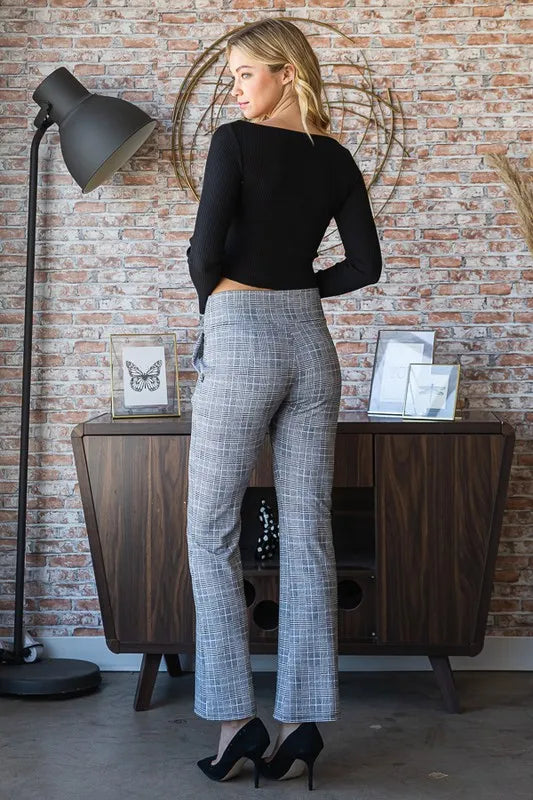 Heimish Full Size Plaid Flare Pants with Wide Waist Band Plus Size - Brittney MADE