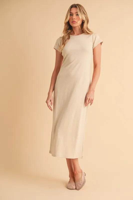 Aemi+Co Short Sleeve Midi Tee Dress - Brittney MADE