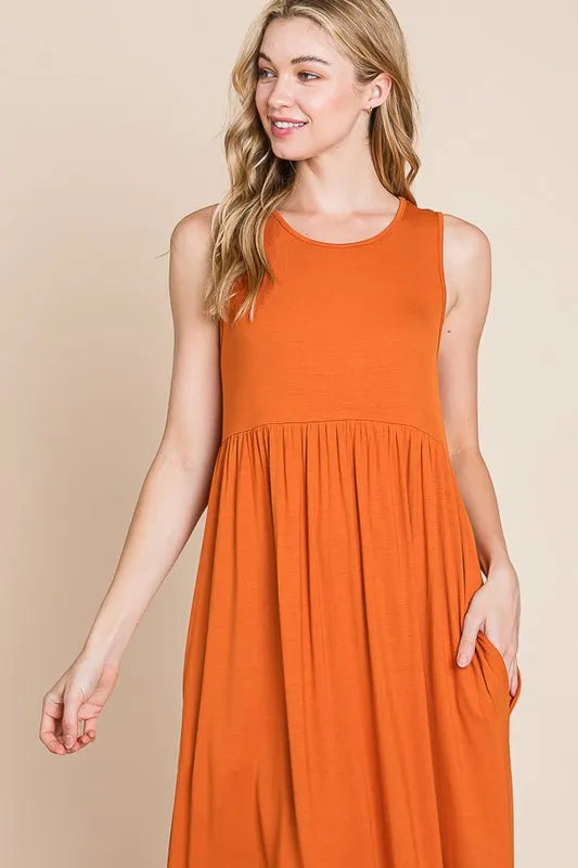 BOMBOM Sleeveless Maxi Dress with Pockets - Brittney MADE