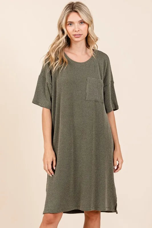 Mittoshop Urban Rib Knit Short Sleeve Tee Dress - Brittney MADE