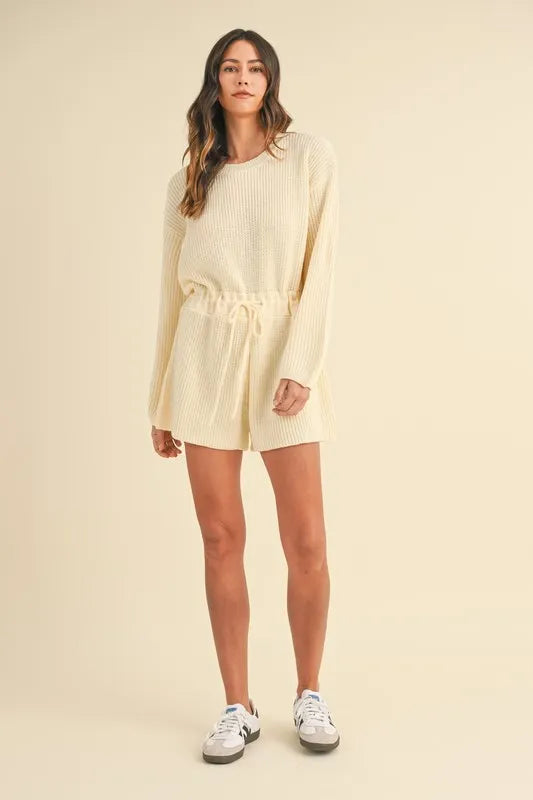 MABLE Round Neck Long Sleeve Sweater Romper - Brittney MADE