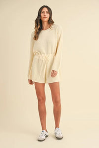 MABLE Round Neck Long Sleeve Sweater Romper - Brittney MADE