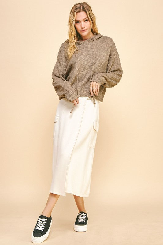 Davi & Dani Drop Shoulder Long Sleeve Hooded Sweater - Brittney MADE