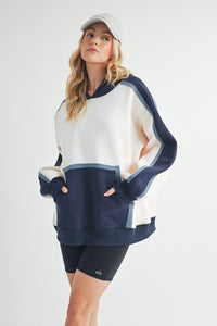 Aemi + Co Color Block Kangaroo Pocketed Hoodie - Brittney MADE