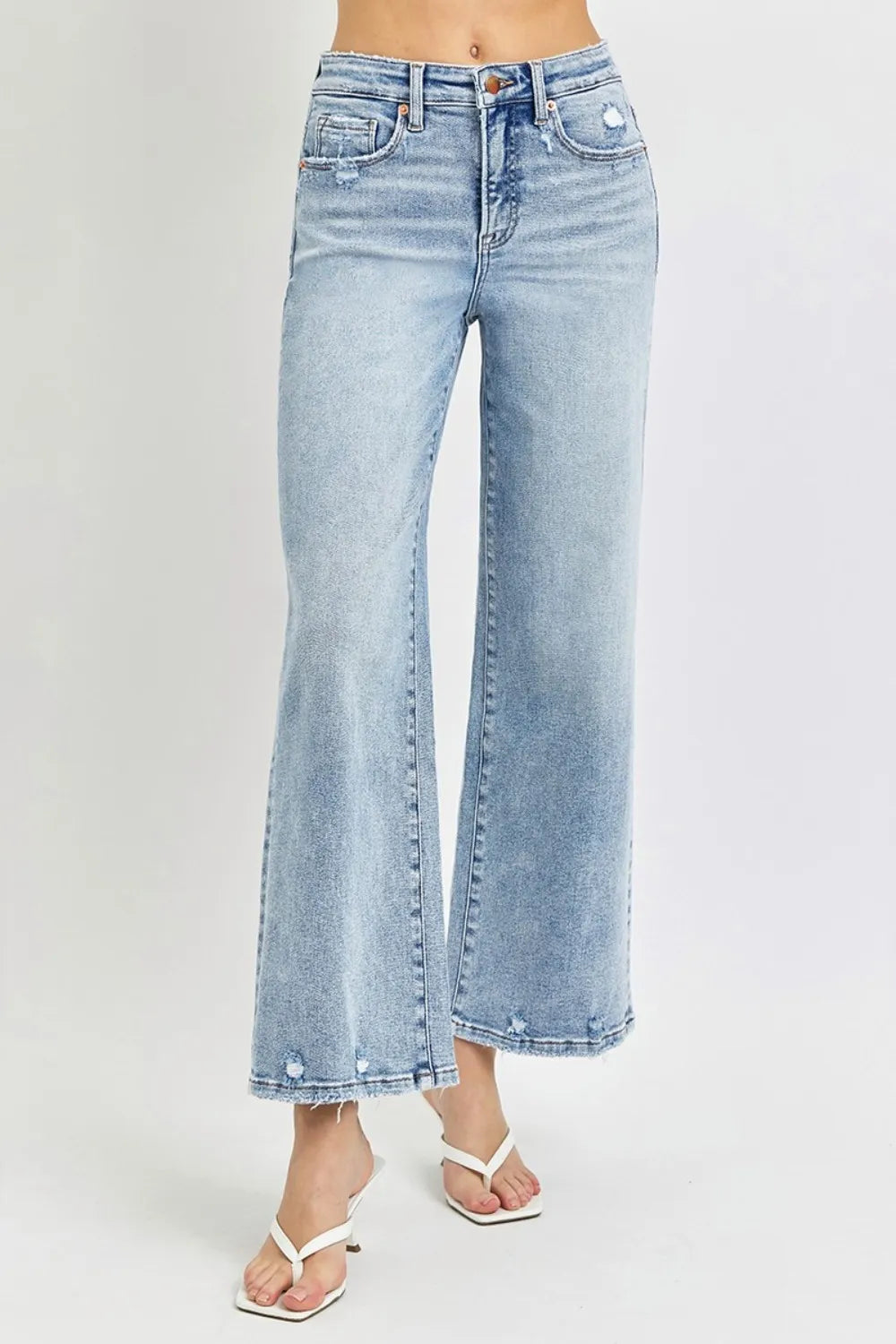 RISEN Full Size Tummy Control High Rise Crop Wide Leg Jeans - Brittney MADE