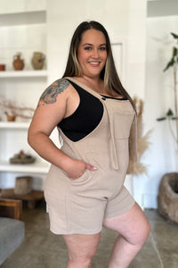 Double Take Full Size Texture Sleeveless Romper - Brittney MADE
