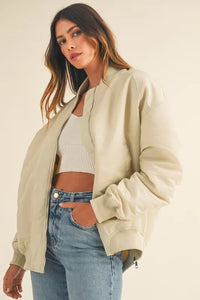MABLE Back Ruched Utiltiy Bomber Jacket - Brittney MADE