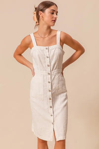 SO ME Button Down Pocket Front Pinafore Dress - Brittney MADE