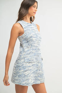 MABLE Tweed Sleeveless Button Down Mini Dress - Brittney MADE