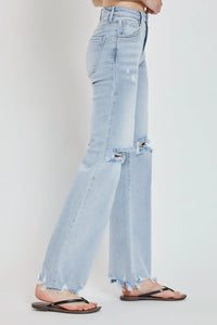 RISEN Full Size High Rise Distressed Wide Leg Jeans - Brittney MADE