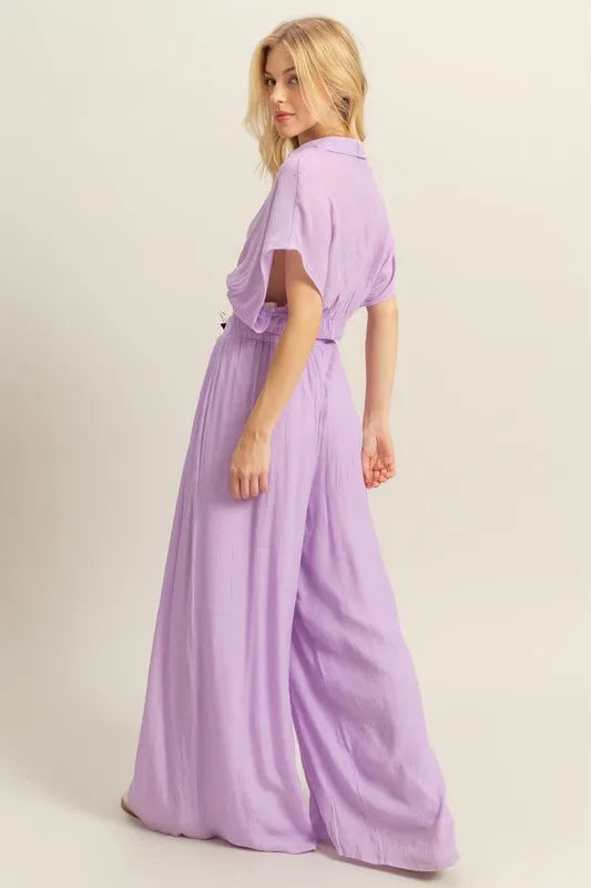 HYFVE Kimono Sleeve Crop Top and Wide Leg Pants Set - Brittney MADE