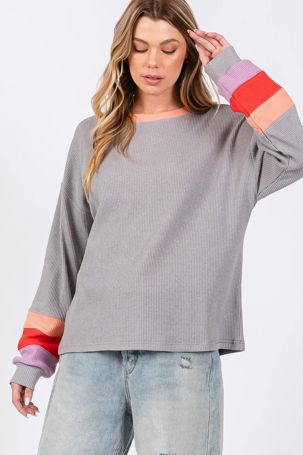 SAGE + FIG Color Block Waffle Knit T-Shirt - Brittney MADE