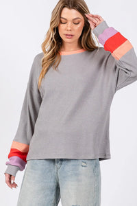 SAGE + FIG Color Block Waffle Knit T-Shirt - Brittney MADE