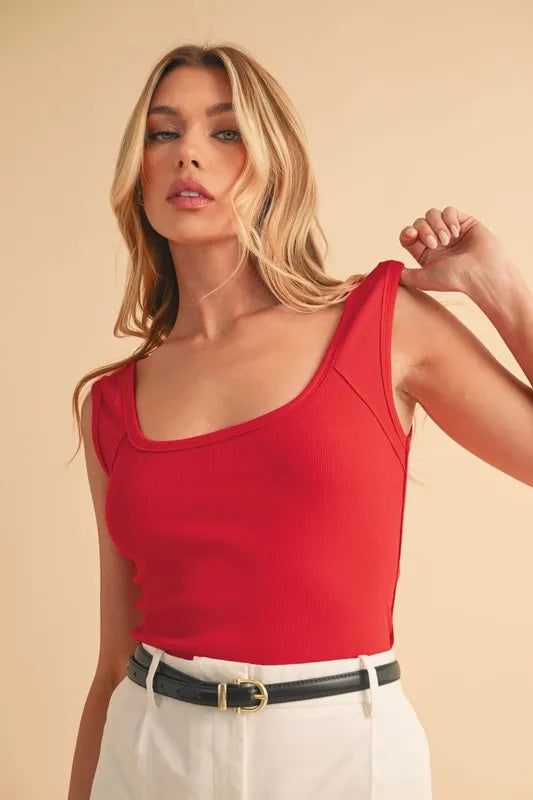 Aemi+Co Square Neck Wide Strap Tank - Brittney MADE