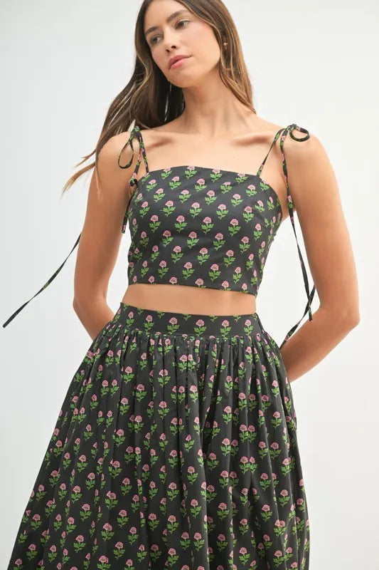 MABLE Floral Crop Top and Skirt Set - Brittney MADE