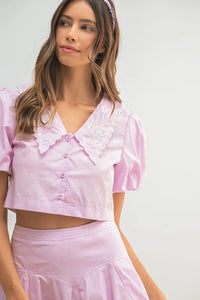 MABLE Puff Sleeve Button Down Top and Bubble Skirt Set - Brittney MADE