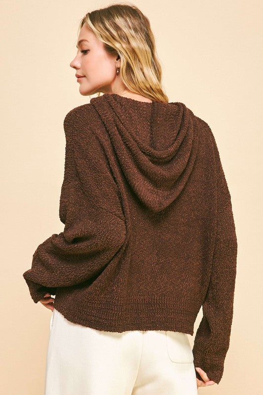 Davi & Dani Drop Shoulder Long Sleeve Hooded Sweater - Brittney MADE