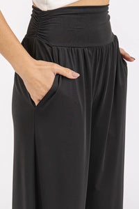 Mittoshop Stretch Banded Waist Wide Leg Pants with Pockets - Brittney MADE