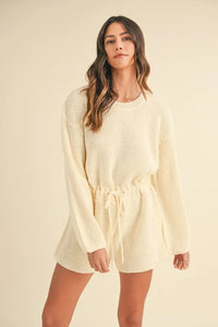 MABLE Round Neck Long Sleeve Sweater Romper - Brittney MADE