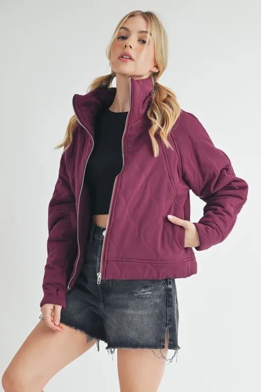 Aemi+Co Zip Up Raglan Sleeve Quilted Jacket - Brittney MADE