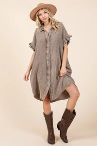 Mittoshop Mineral Wash Cotton Gauze Mini Shirt Dress - Brittney MADE