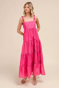 SO ME Stripe Tiered Maxi Dress with Colorful Chain Strap - Brittney MADE