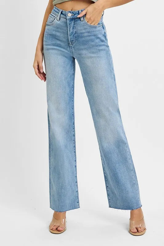 RISEN Tummy Control Rise Straight Jeans - Brittney MADE