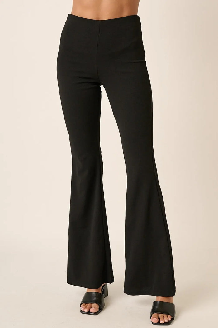 Mittoshop Crepe Knit Elastic Waist Flare Leg Pants - Brittney MADE