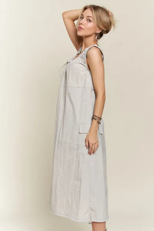 ADORA Drawstring Slit Back Cargo Dress - Brittney MADE