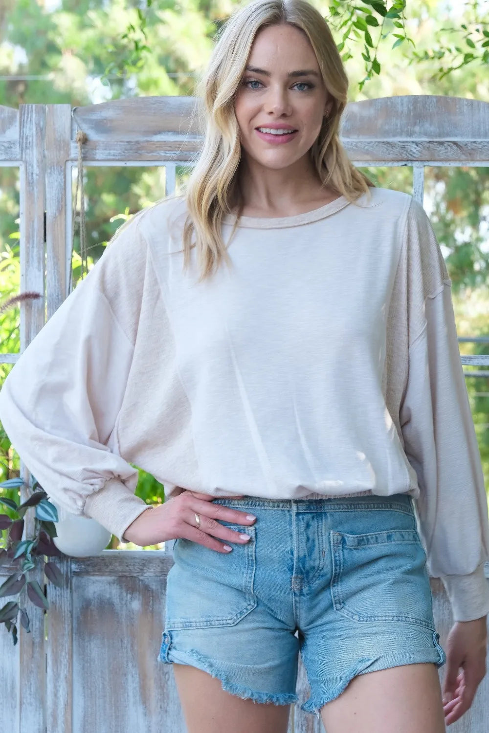 Hailey & Co Rib and Two Tone Knit Mixed Top - Brittney MADE