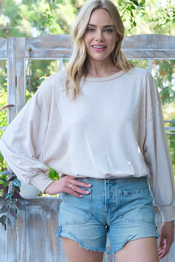 Hailey & Co Rib and Two Tone Knit Mixed Top - Brittney MADE
