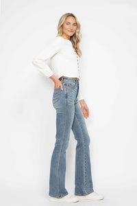 Judy Blue Full Size Tummy Control Back Embroidered Pocketed Bootcut Jeans Plus Size - Brittney MADE