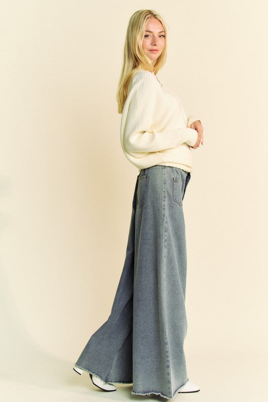 Davi & Dani Round Neck Batwing Sleeve Sweater - Brittney MADE