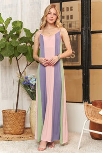 ADORA Color Block Sleeveless Maxi Cami Dress - Brittney MADE