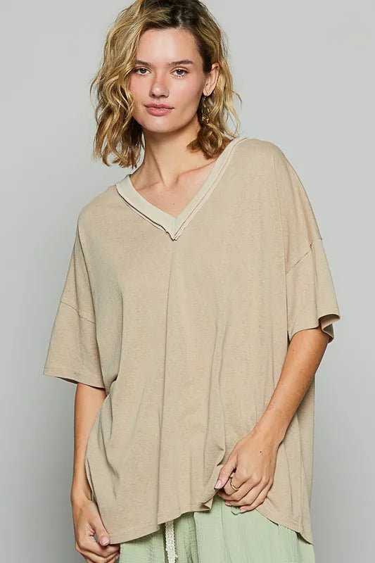 POL V-Neck Half Sleeve T-Shirt - Brittney MADE