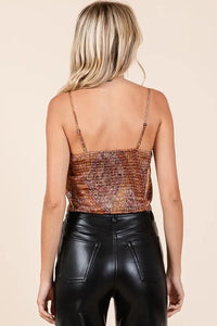 Mittoshop Paisley Patchwork Print Satin Cowl Neck Crop Cami - Brittney MADE