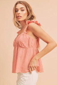 Aemi + Co Sweetheart Neck Ruffled Strap Top - Brittney MADE